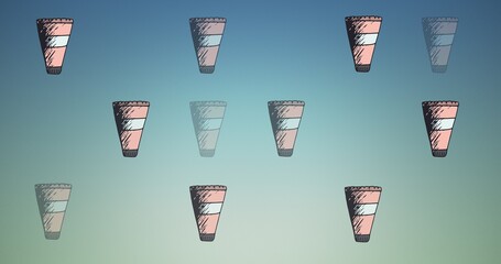 Composition of cream repeated on blue background