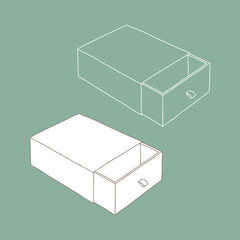 Paper box mockup. Vector illustration. Empty cardboard container template.