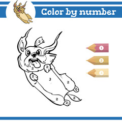 Color by numbers. Coloring page for preschool children. Learn numbers for kindergartens and schools. Educational game. Vector illustration