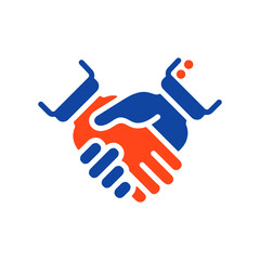 Fototapeta premium Business handshake, contract agreement flat glyph icon