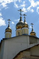 Fototapeta na wymiar The Church of the Nativity of the Virgin in Romodanov. Kaluga city