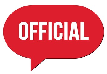 OFFICIAL text written in a red speech bubble
