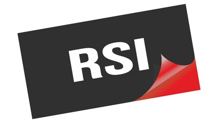 RSI text on black red sticker stamp.