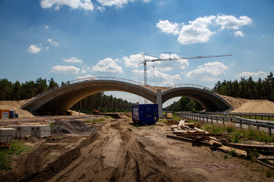 Baustelle A14 Nordverl&auml;ngerung Altmark mit Kran