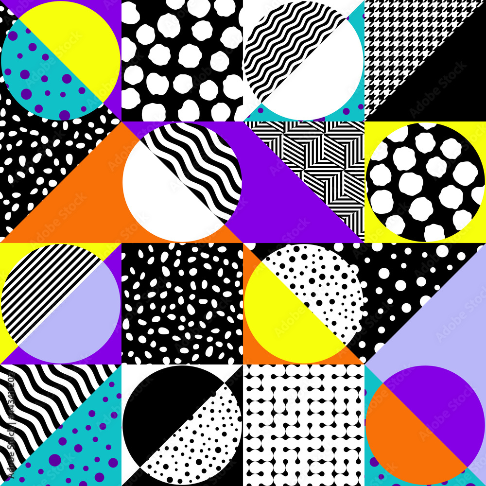 Poster vector seamless mosaic art pattern. art background.