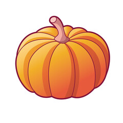 Obraz premium Drawn pumpkin. Vector illustration, icon isolated on white backgorund. Organic vegetarian food for health. Big ripe pumpkin for halloween decoration