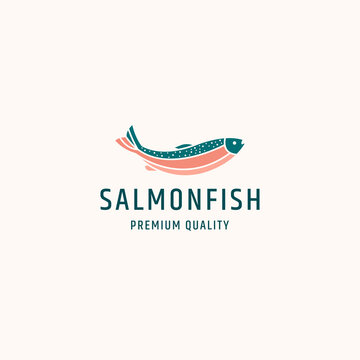 Salmon fish logo icon design template vector illustration