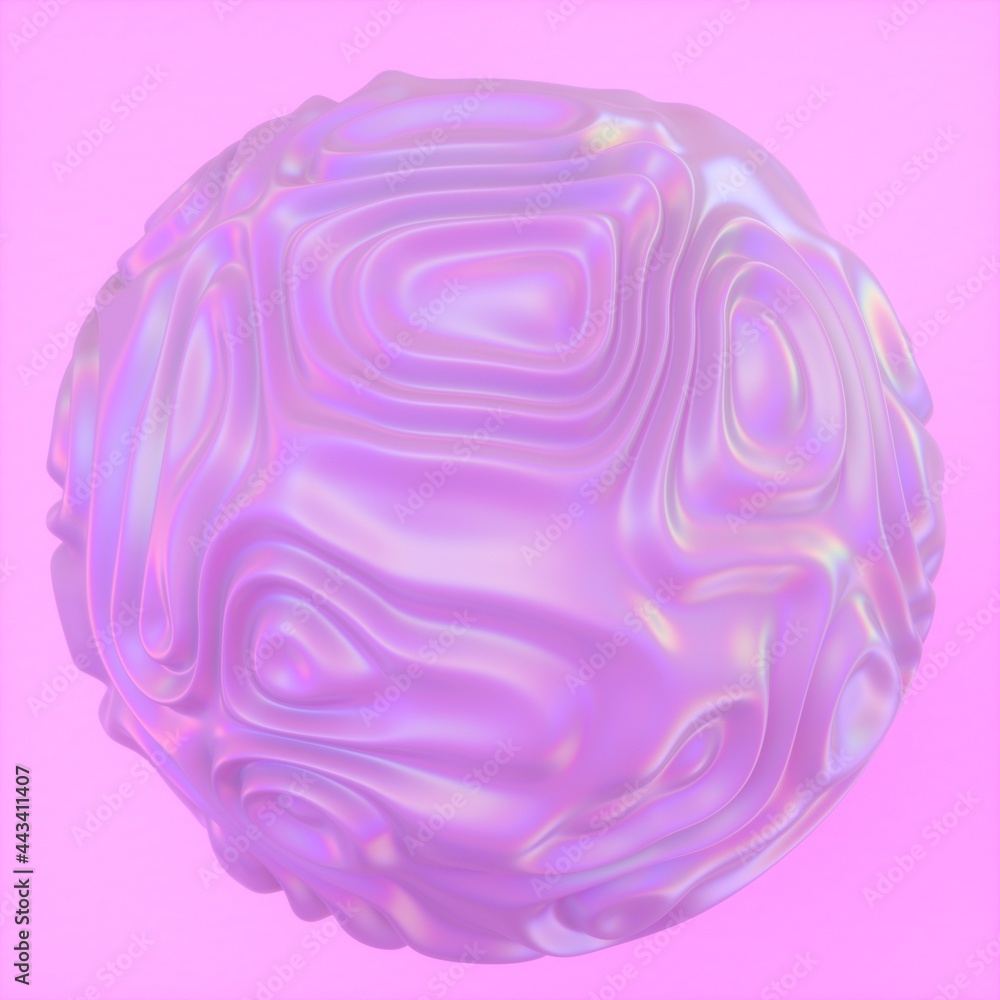 Aufkleber abstract holographic sphere with rippled and glitched surface. 3d illustration in retrofuturistic sy