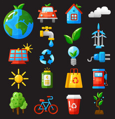 Ecology icons set vector illustration