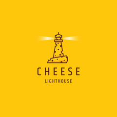 Lighthouse cheese flat logo icon design template vector illustration