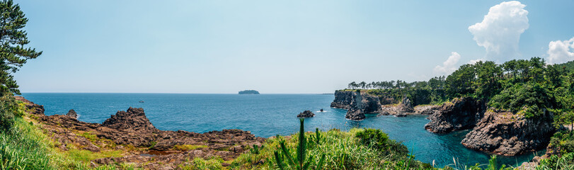 Panoramic view of Oedolgae rock and sea in Jeju Island, Korea © Sanga