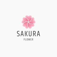 Sakura flower logo icon flat design template vector illustration © SachyStd