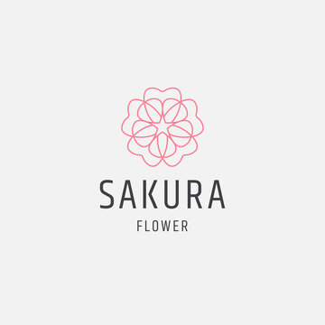 Sakura flower logo icon flat design template vector illustration