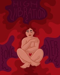 Celebration of self. Woman hugging herself. Celebrating higher vibration and selflove. 