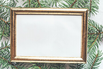 Gold frame for Christmas or New Year message.