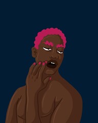 Portrait of a Transgender person behind an simple blue background