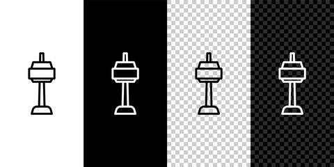 Set line N Seoul tower in South Korea icon isolated on black and white, transparent background. Seoul tower, Namsan tower in korea. Vector