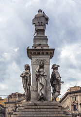 Fototapeta na wymiar Close up on Vincenzo Bellini statue in historic part of Catania city, Sicily Island in Italy