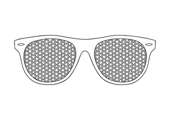 Black sunglasses on white background. Doodle style. Hand drawn eyeglass.