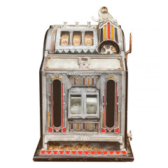 Weathered slot machine isolated on a white background