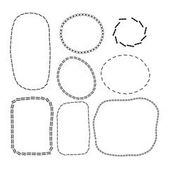 Abstract shapes design.  Stitch set of sewing seams vector illustration isolated on white background. Perfect for design, borders, text and page decorations.