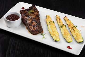 Grilled black angus steak New York