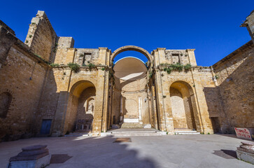 Fototapeta na wymiar Ruins of Our Lady of Angels and Venus Temple in Salemi town located in south-western part of Sicily Island, Italy
