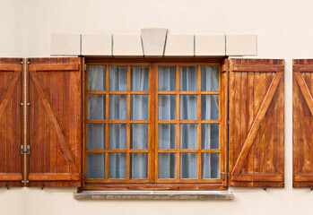 Open wooden shutters