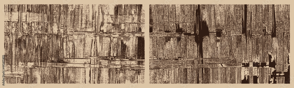 Poster cross hatching strokes on canvas vector set. abstract grungy backgrounds, light hand drawn monochrom