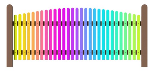 Zaun mit bunten Zaunlatten