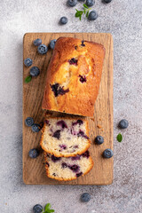Blueberry loaf pound cake with fresh blueberries