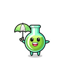 cute lab beakers illustration holding an umbrella