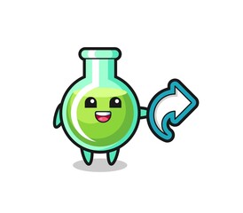 cute lab beakers hold social media share symbol