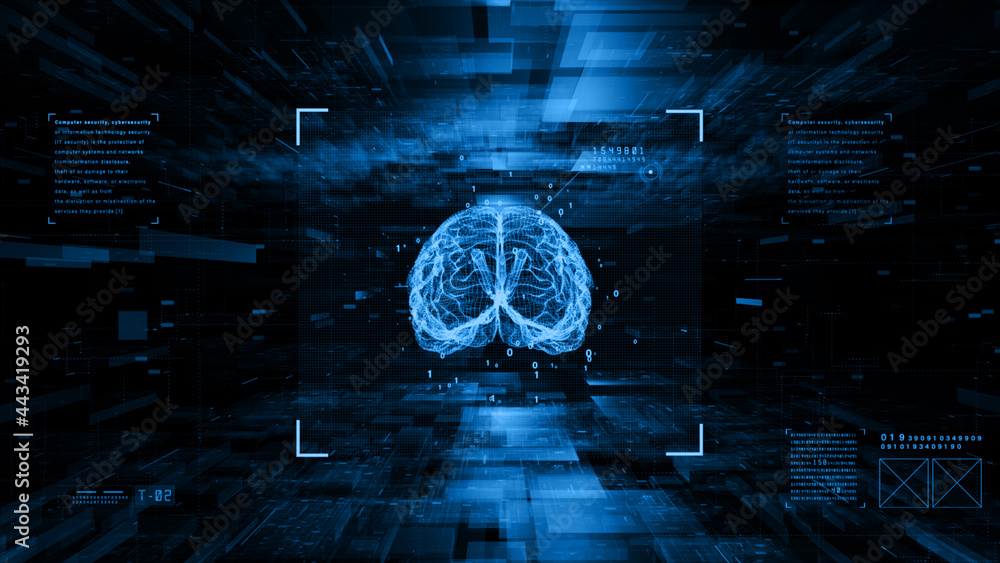 Aufkleber the brain of artificial intelligence ai. future technology concept visualization. big data transmiss
