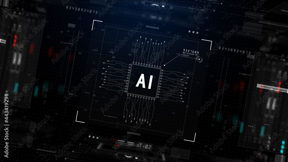 Aufkleber artificial intelligence ai. future technology concept visualization. big data transmission connectio