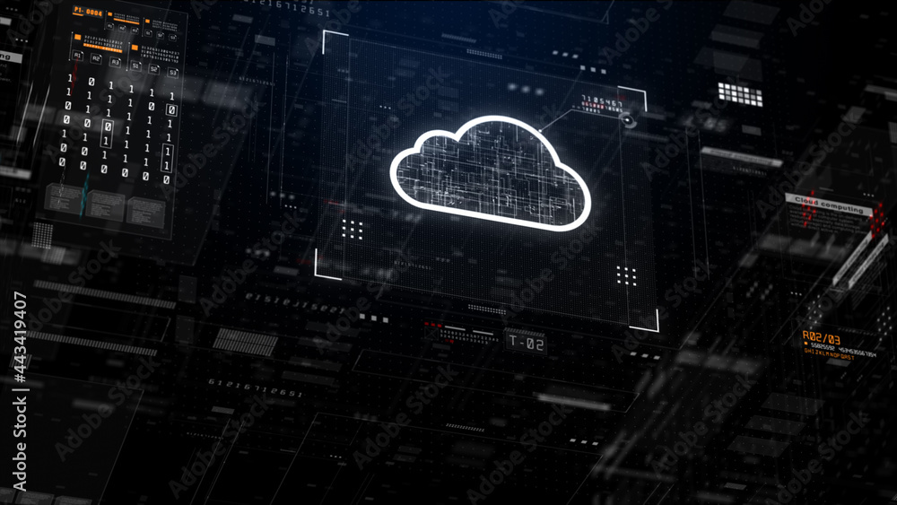 Aufkleber hud and cloud computing digital data network connection, futuristic technology network data connecti