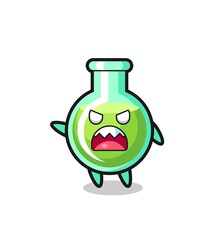 cute lab beakers cartoon in a very angry pose
