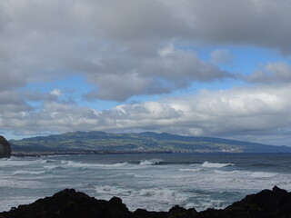 North coast at Sao Miguel island, volcanic origin, travel destination Azores.