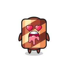 the falling in love expression of a cute wafer roll with heart shaped eyes