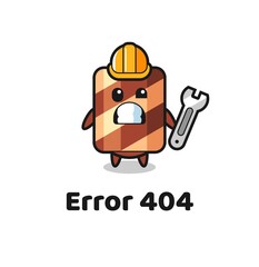error 404 with the cute wafer roll mascot