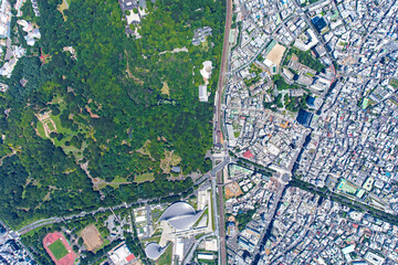 原宿駅前真俯瞰写真・空撮・2021撮影