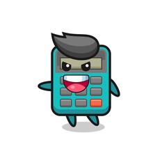 calculator cartoon with very excited pose