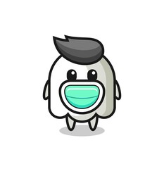 cute ghost cartoon wearing a mask