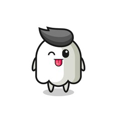 cute ghost character in sweet expression while sticking out her tongue