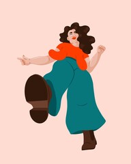 Woman stepping forward. 