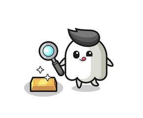 ghost character is checking the authenticity of the gold bullion