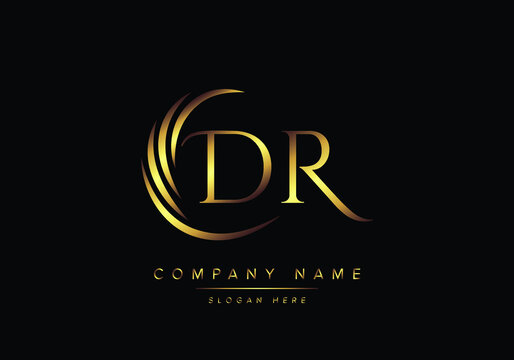 alphabet letters DR monogram logo, gold color elegant classical