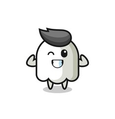 the muscular ghost character is posing showing his muscles