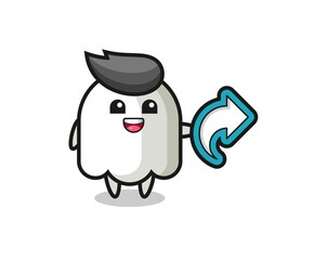 cute ghost hold social media share symbol