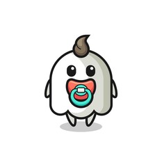 baby ghost cartoon character with pacifier